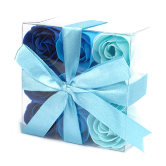Boîtes de 9 Roses de Savon - Bleue