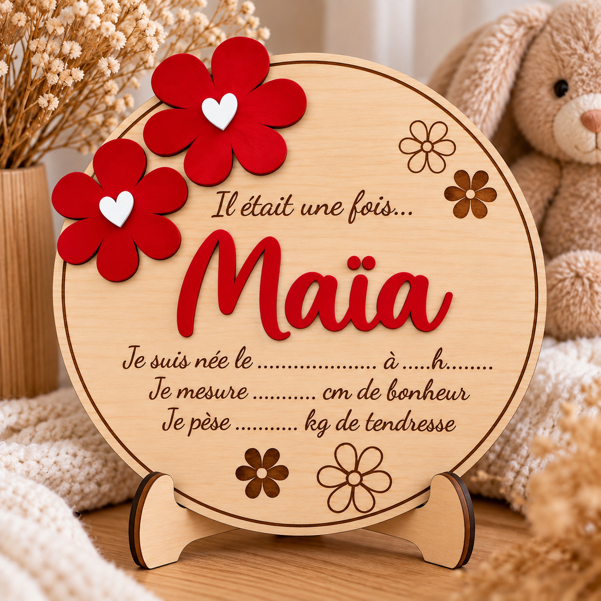 đž Plaque de naissance personnalisĂ©e en bois đž