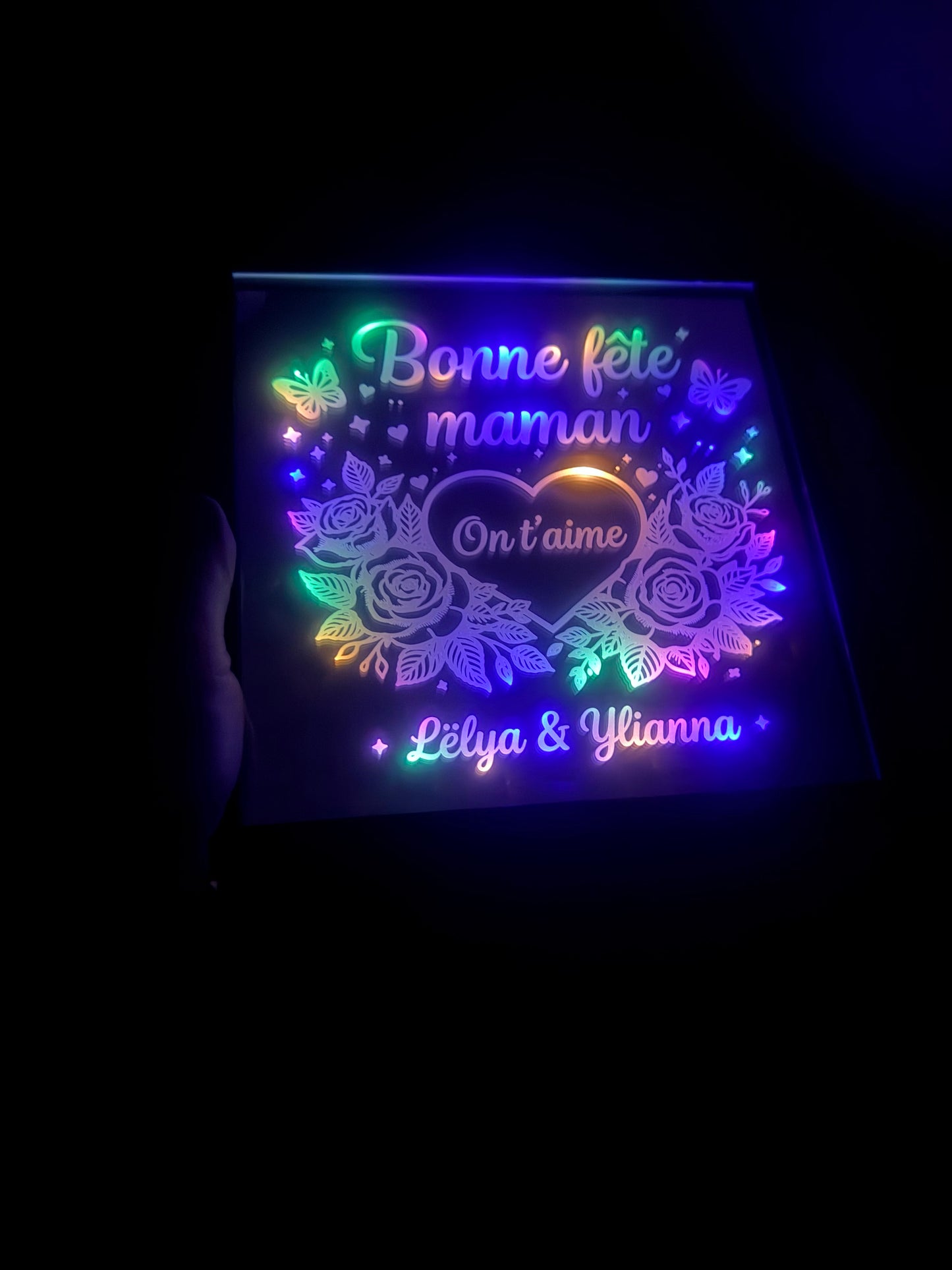 Gravure miroir personnalisée fête des mères – 20 x 20 cm 💖