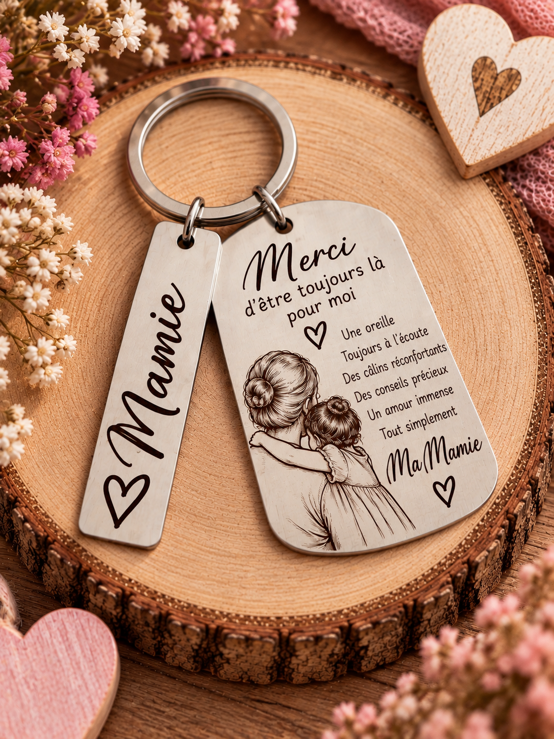 Porte-clés personnalisé “Merci Mamie” ❤️