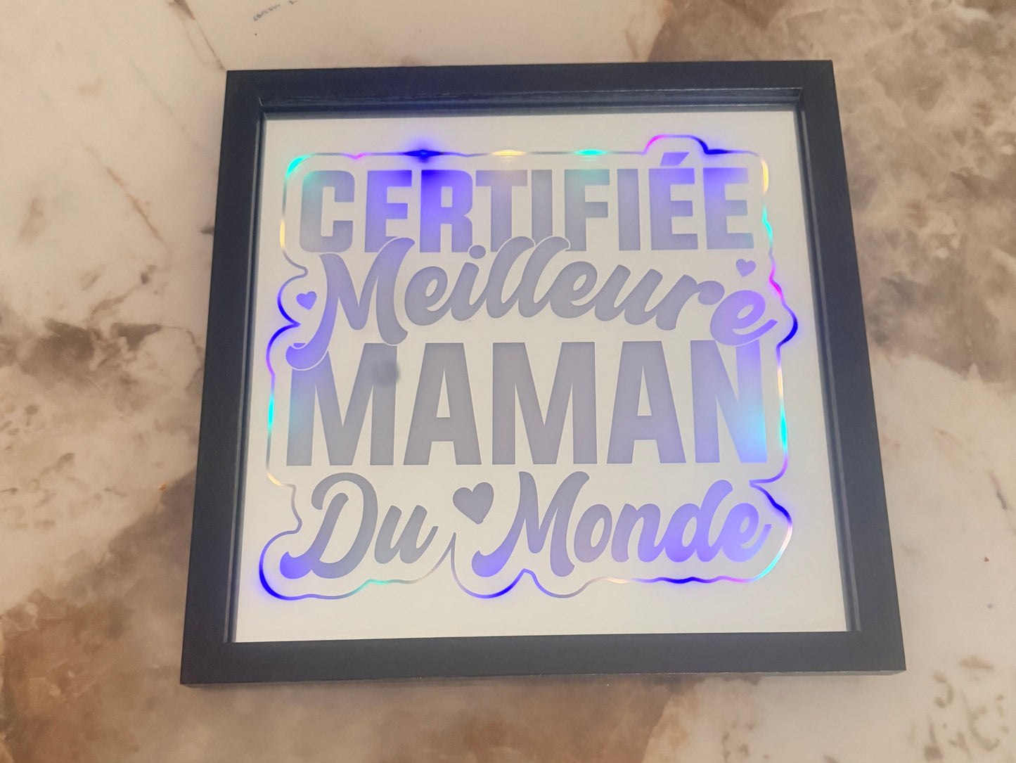 Gravure miroir Certifiée Meilleure Maman du Monde 20x20cm