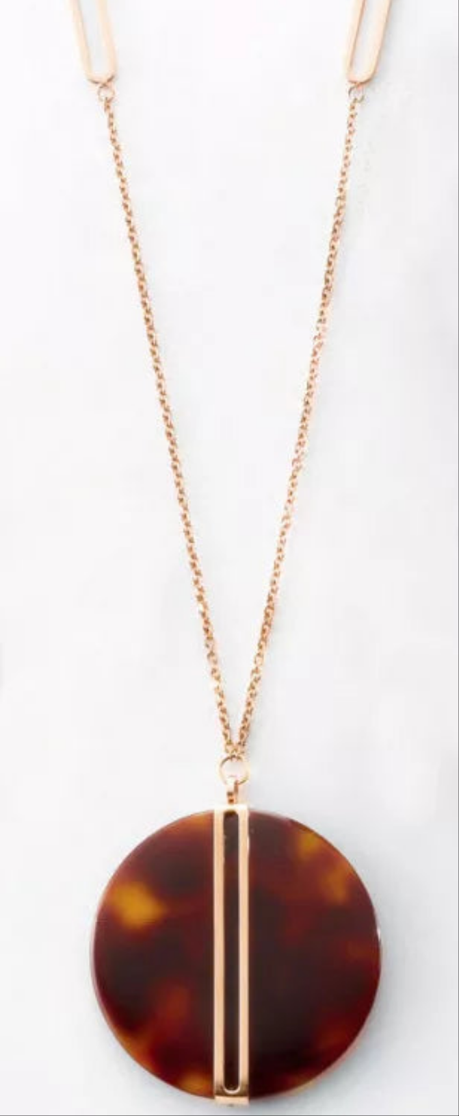 Collier Victoria couleur or rose avec motif marron