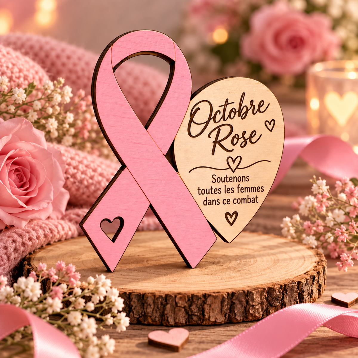 đ Octobre Rose â CrĂ©ation en bois gravĂ© đ (1⏠reversĂ©)