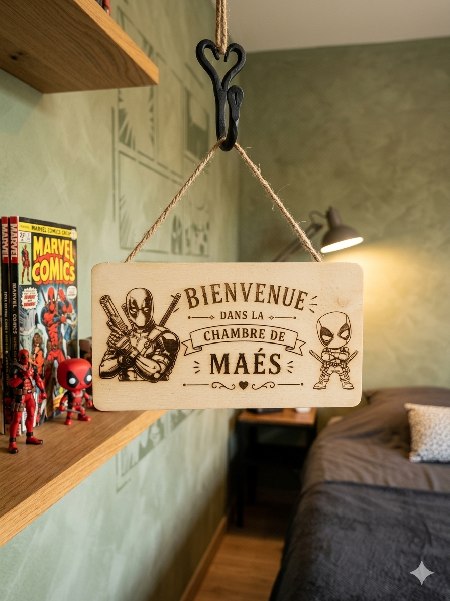 Plaque de porte en bois Deadpool