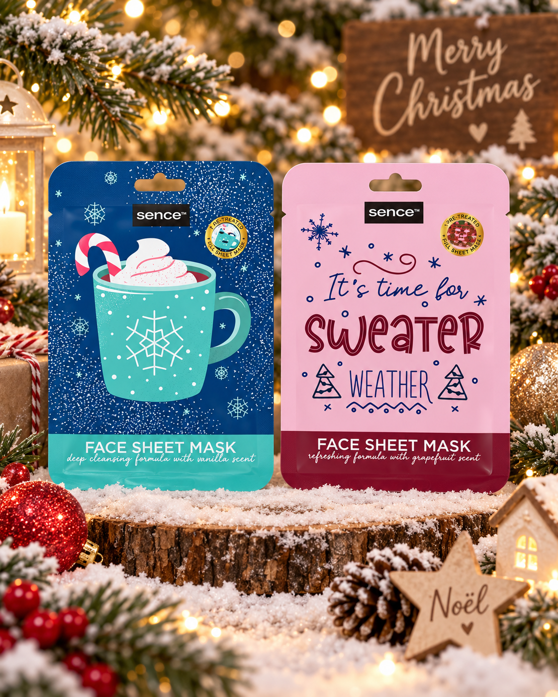 ✨ Masques Visage en Tissu Sence – Édition Spéciale Noël 🎄