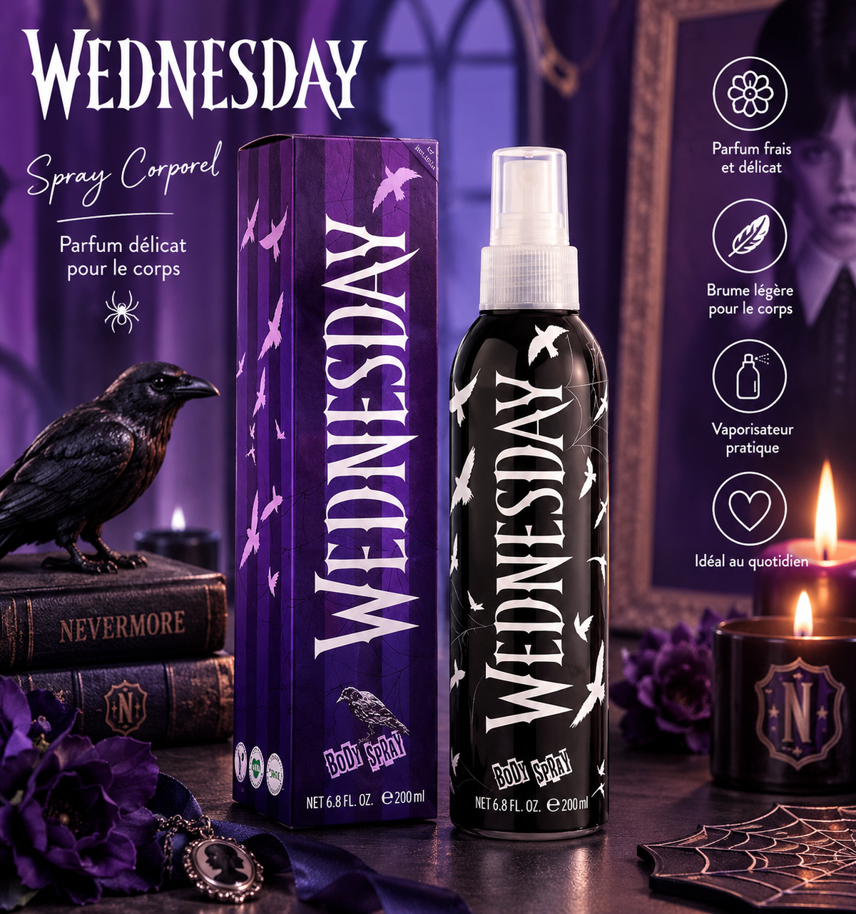 🖤 Spray Corporel Wednesday – 200ml 🖤