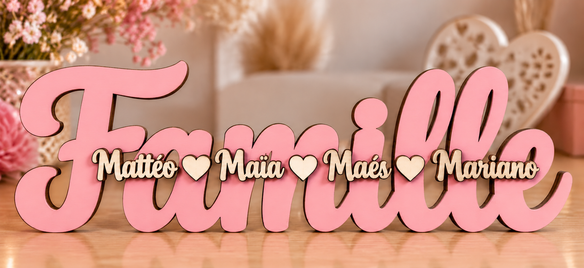 Famille personnalisée en bois – 30 cm ❤️
