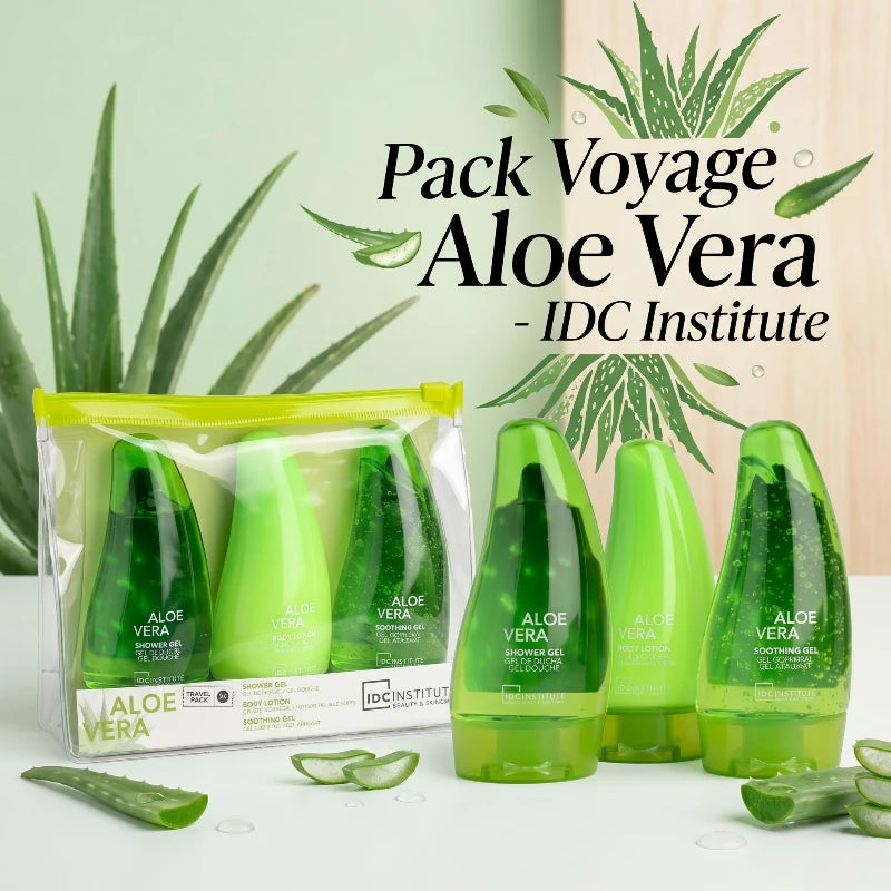 Trousse de Voyage ALOE VERA : Gel douche, Lait corporel, Gel Apaisant 80ml