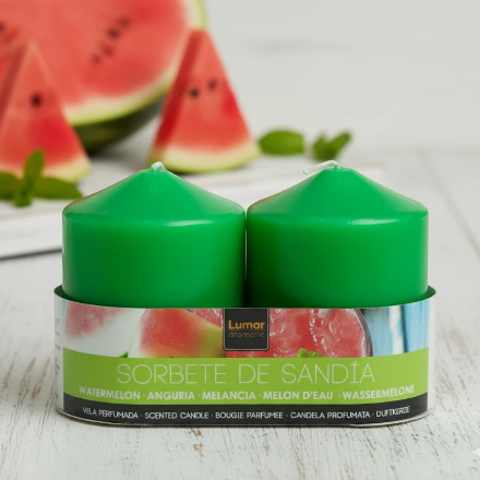 (Précommande) Lot de 2 Bougies – Parfum Pastèque – 7cm X 5,70cm – 24H
