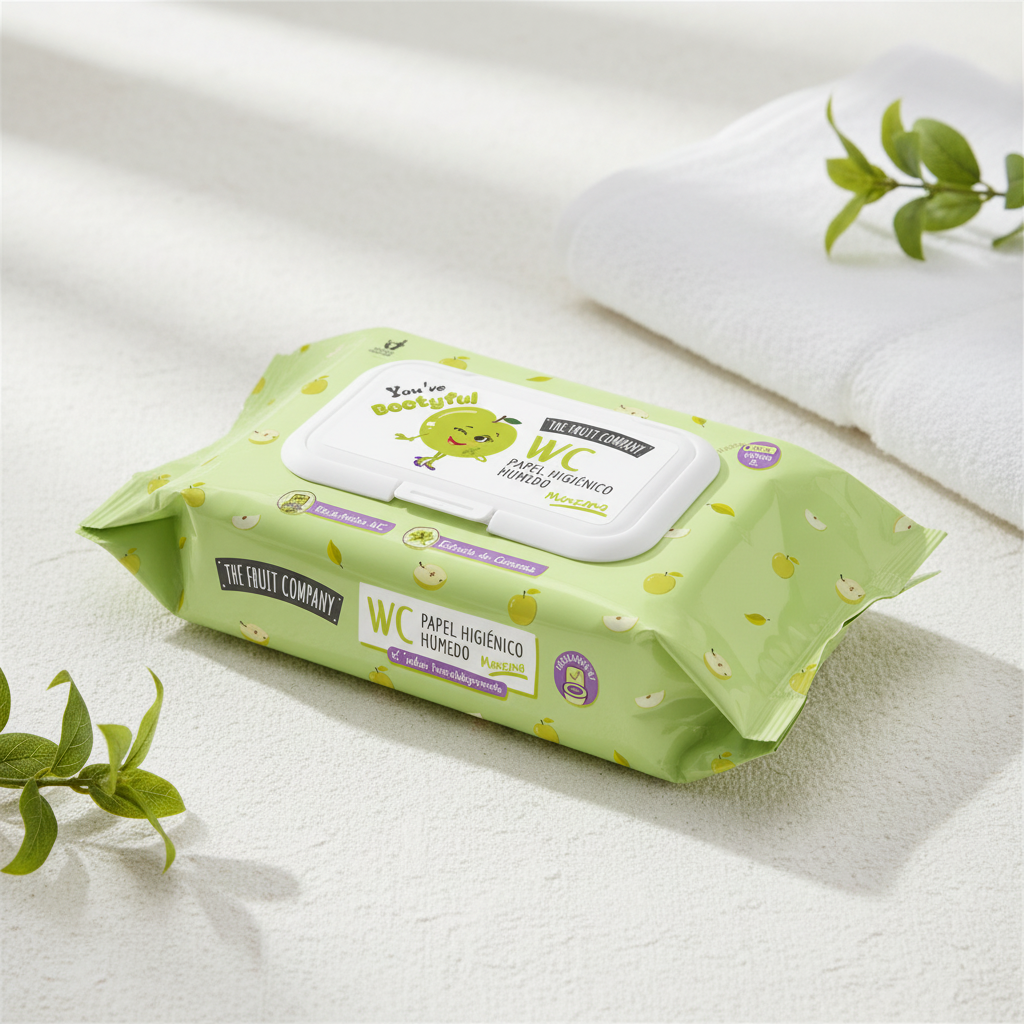 Papier toilette humide 60 lingettes pomme par paquet – Taille XL