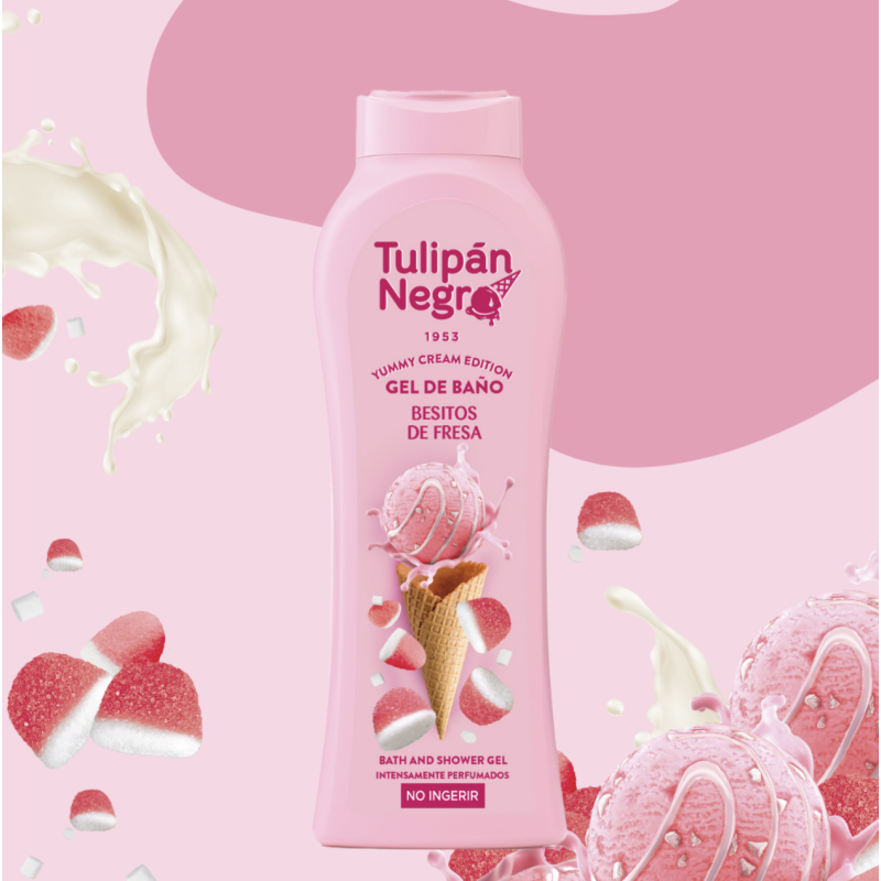 Gel douche crème glacé bonbon fraise 650ml Tulipan Negro