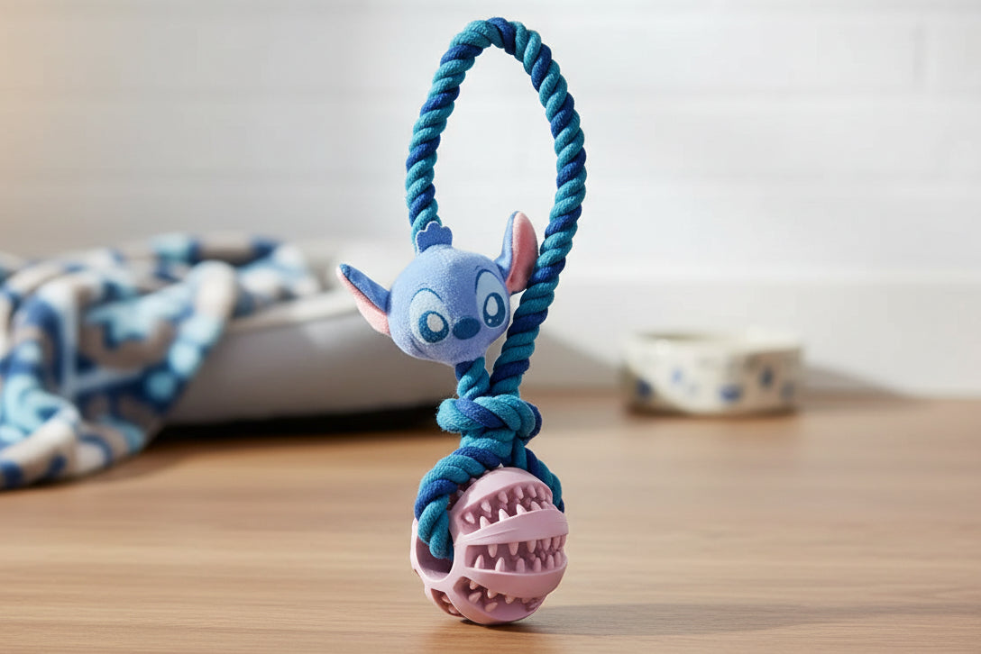 (Précommande) Jouet pour chien Stitch en corde avec balle en TPR 24 cm