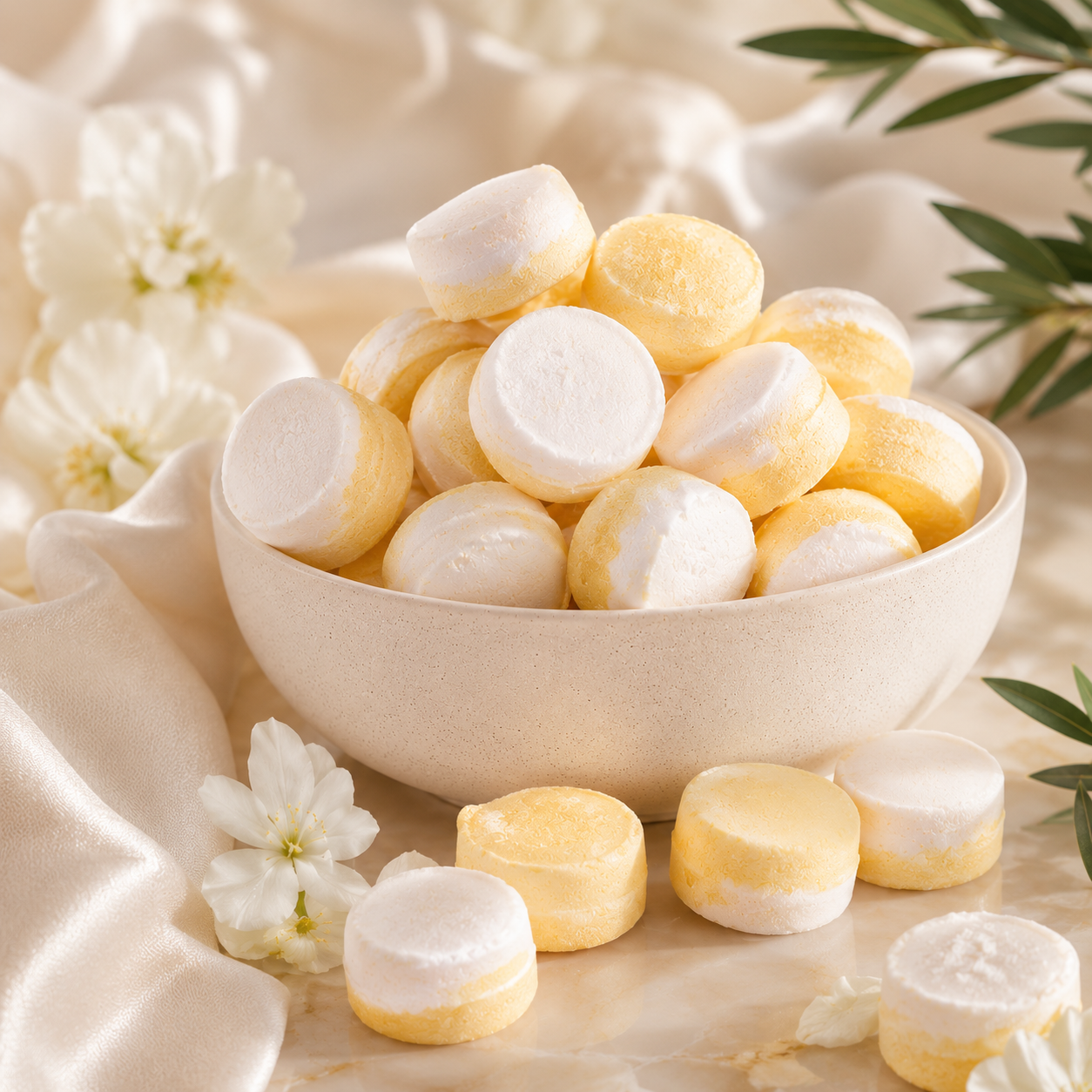 ☀️ Mini-billes effervescentes bicolores parfum Monoï (à l’unité)