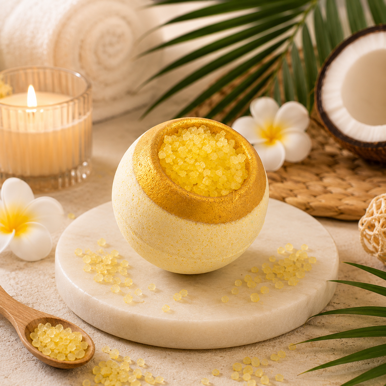Bombe de bain garnie de sels de bain - Senteur vanille