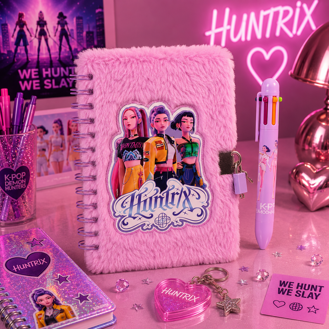 (Précommande) Carnet de notes en peluche K-pop Demon Hunterx avec stylo 6 couleurs