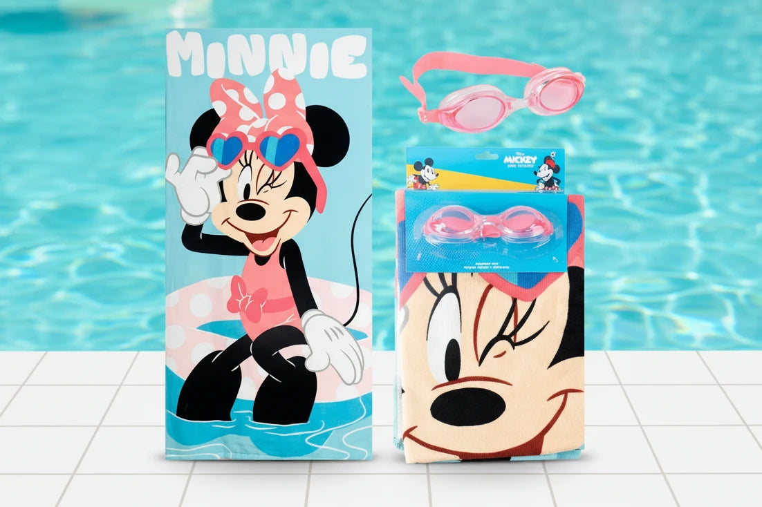 (Précommande) Ensemble serviette de bain et lunettes de natation Minnie