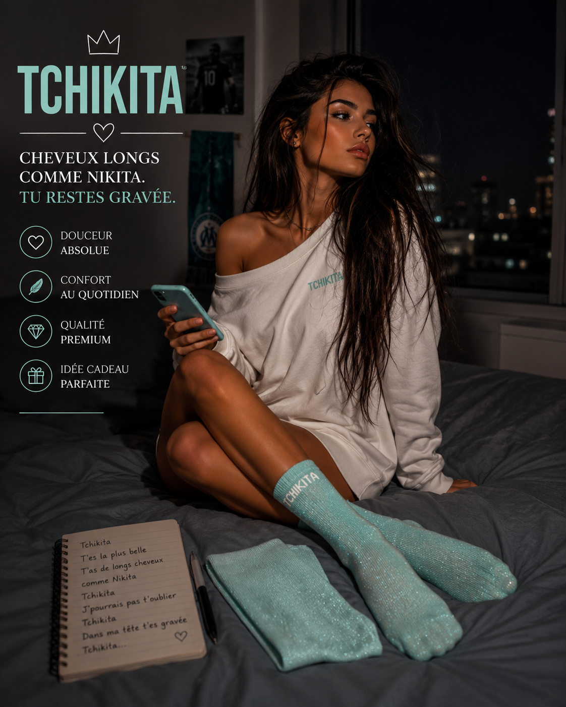 Chaussettes "Tchikita" Vert d'Eau – Jolis Mots Tendres