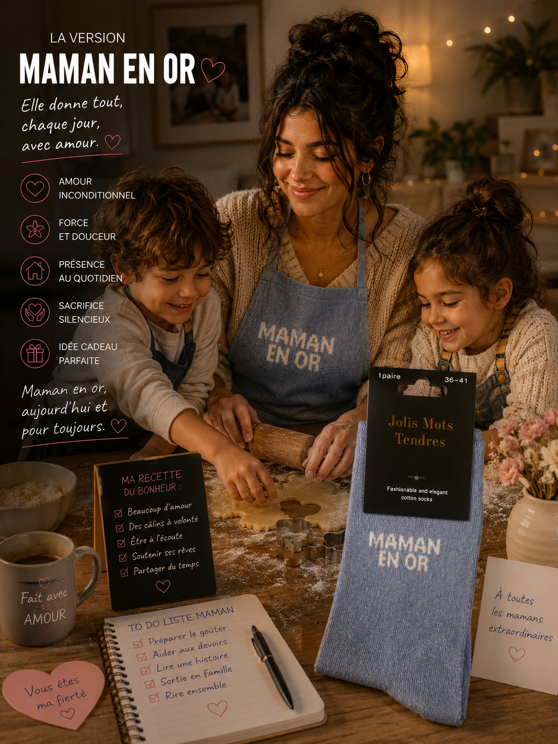 Chaussettes "Maman en Or" Bleues – Jolis Mots Tendres