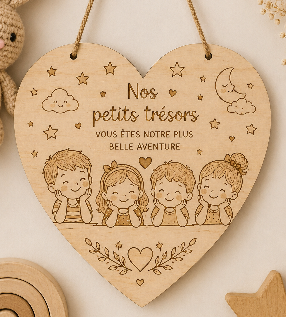 Plaque Décorative en Bois – Cœur 20 cm ❤️