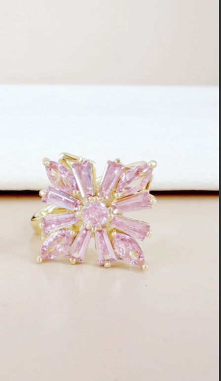 Bague anti-stress fleurs carrées colorées