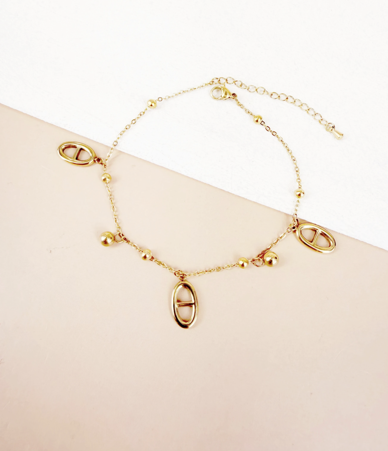 Bracelet chaîne cheville maille marine
