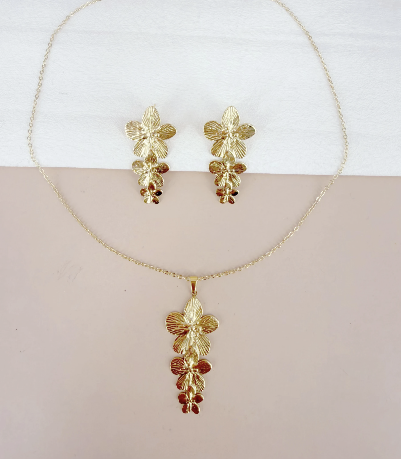 Parure fleur pendante en acier inoxydable