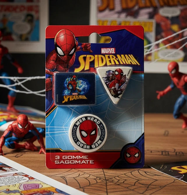 Lot de 3 gommes - Spiderman