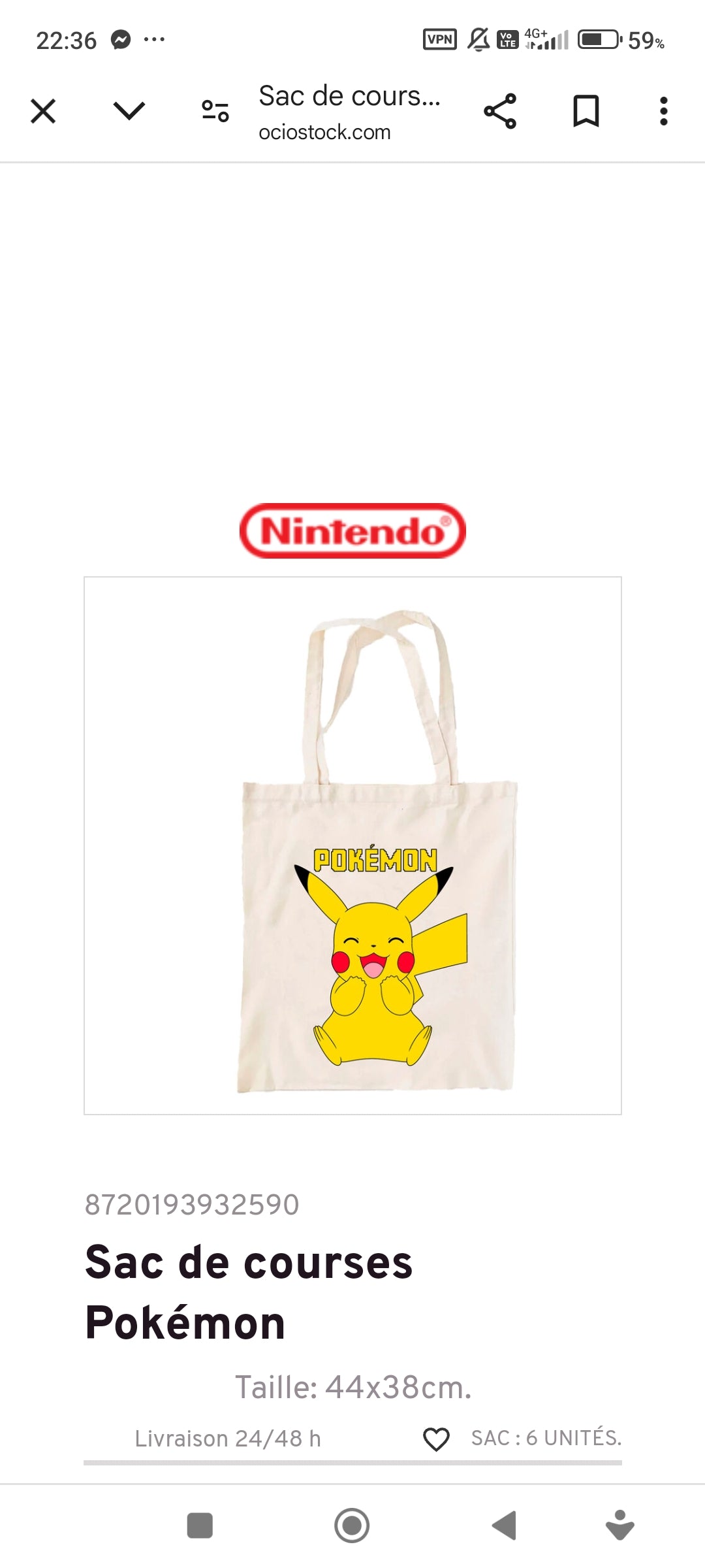 Sac shopping - Pokémon