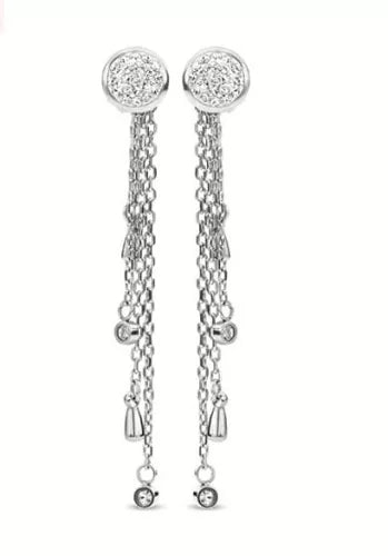 Boucles d'oreilles argentées avec pierres blanches
