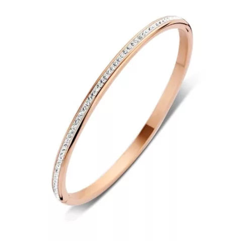 Bracelet couleur or rose avec pierres blanches