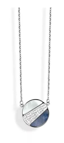 Collier à motifs argenté avec pierre