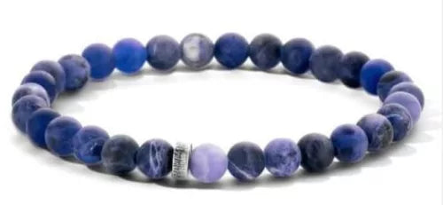 Bracelet extensible à perles bleues pour homme