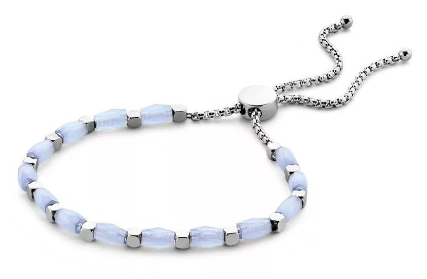 Bracelet en perles bleues argentées