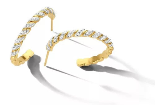 Boucles d'oreilles Gold avec pierres blanches