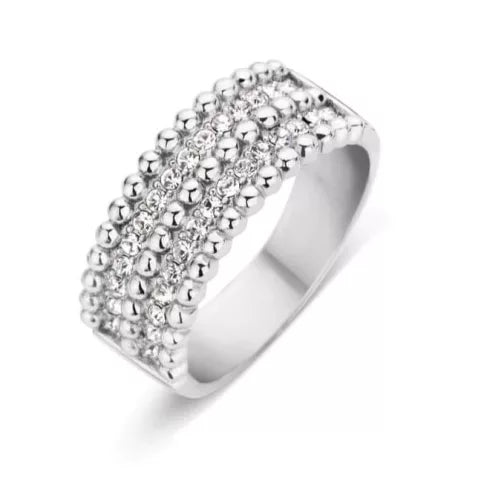 Bague en pierre blanche couleur argent