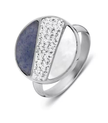 Bague argentée à motifs avec pierres