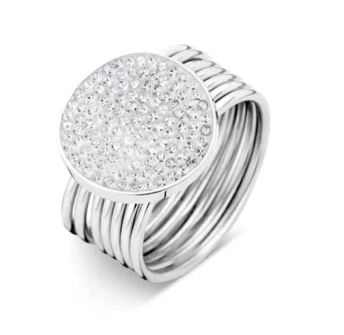 Bague argentée avec pierre blanche