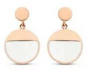 Boucles d'oreilles couleur or rose avec motif blanc
