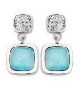 Boucles d'oreilles en pierre bleue argentée
