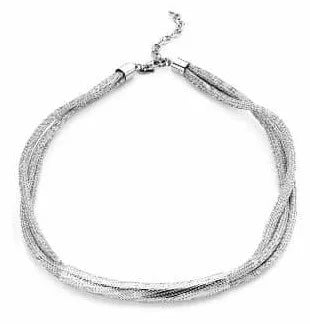 Collier en maille épaisse couleur argent