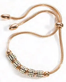 Bracelet couleur or rose avec pierres