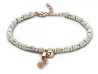 Bracelet en perles blanches couleur or rose