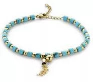 Bracelet en perles bleues couleur or