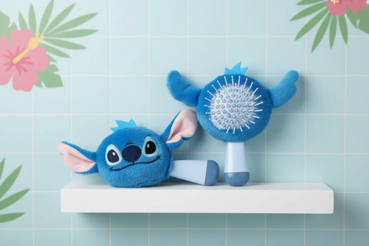 (Précommande) Brosse à cheveux mini peluche bleue Stitch 13 cm
