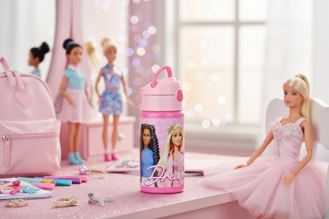 (Précommande) Gourde en aluminium Barbie avec paille 500 ml