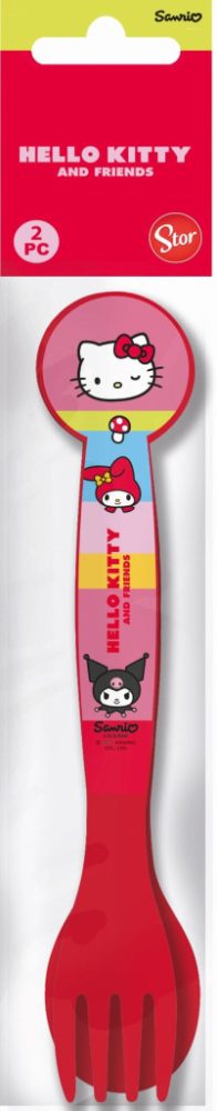 Ensemble de couverts en plastique Hello Kitty 2 pièces