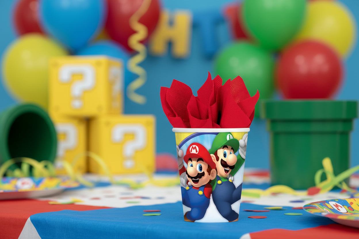 (Précommande) Lot de 8 gobelets en carton Mario de 250ml