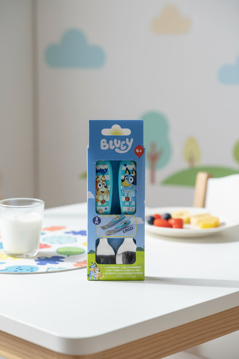 (Précommande) Ensemble de couverts ergonomiques en métal Bluey - 2 pièces