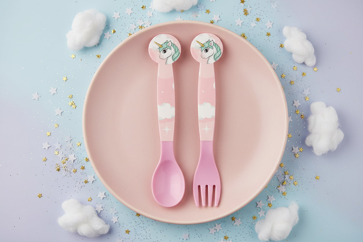 (Précommande) Ensemble de couverts en plastique Licorne - 2 pièces