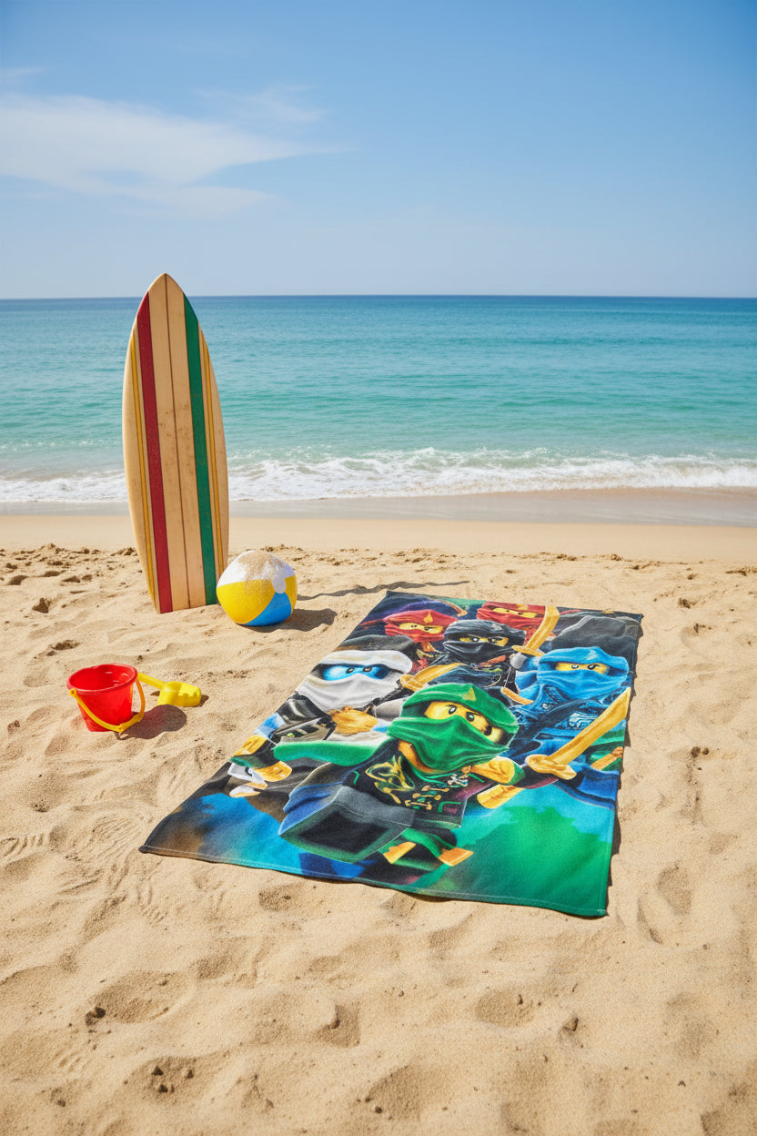 (Précommande) Serviette de plage Lego Ninjago 70x140cm (Séchage rapide)